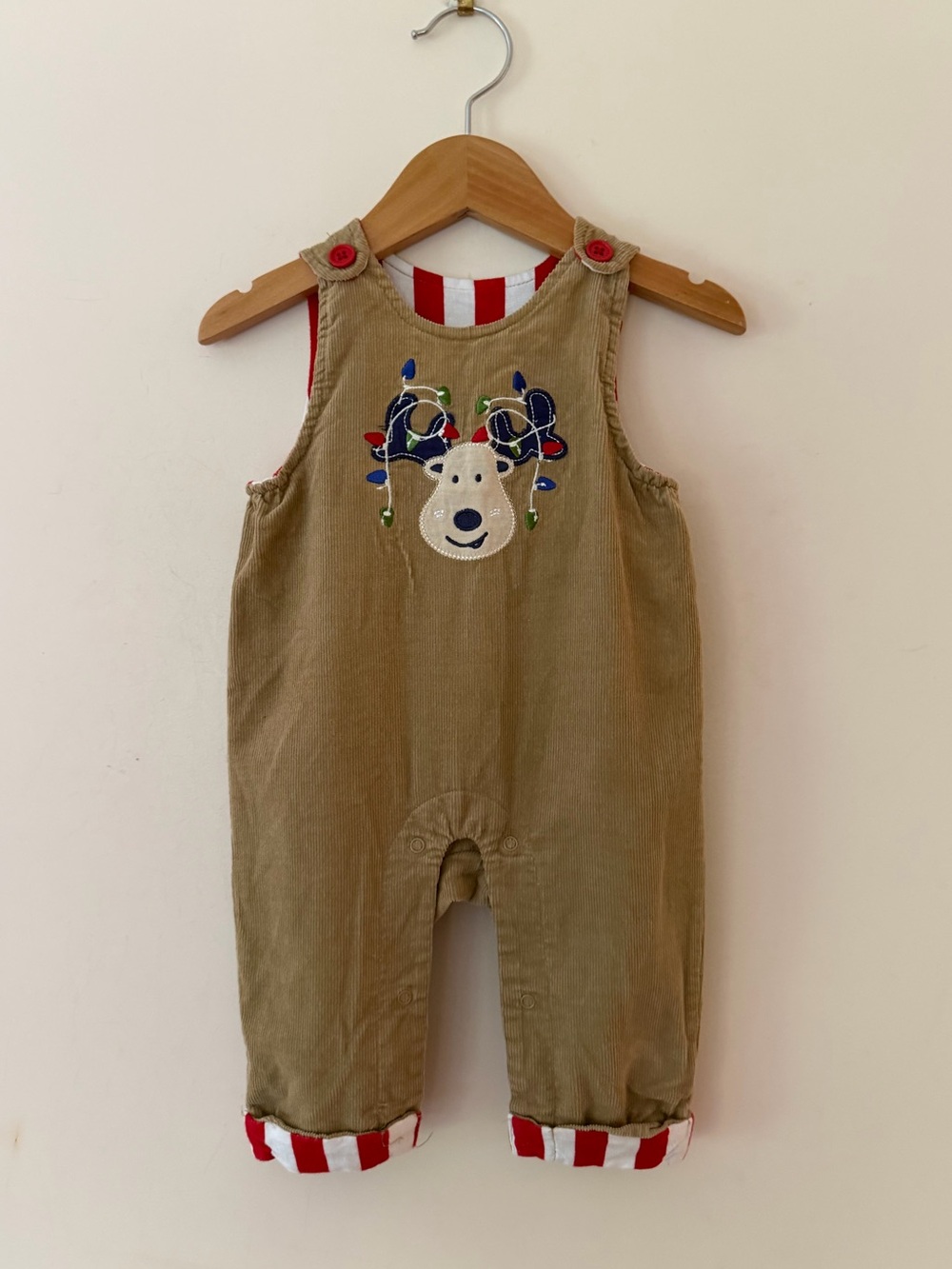 NURSERY RHYME VGUC Boys Corduroy Christmas Reindeer Romper